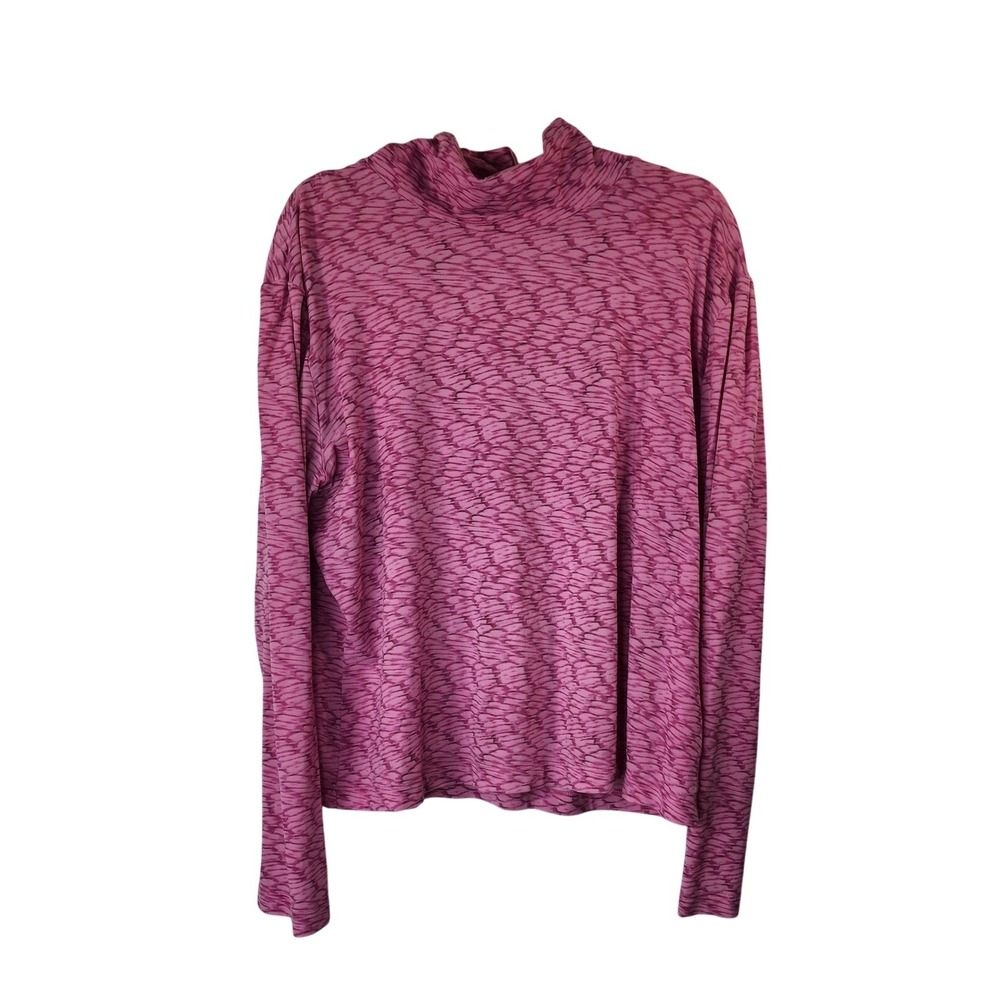 St John Sport Top L Pink Mock Neck Casual Luxury Long Sleeve Base Layer USA
